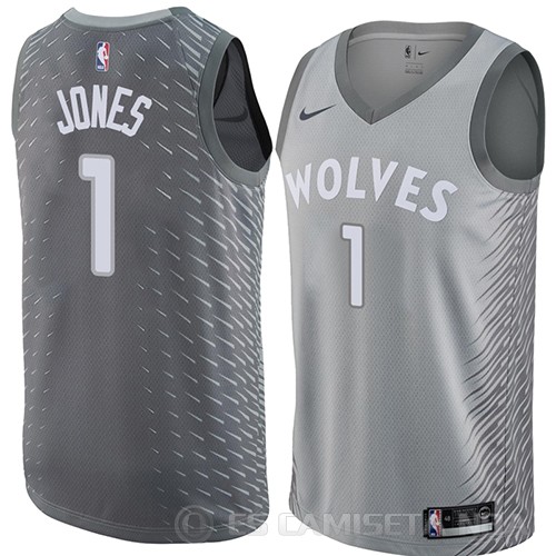 Camiseta Tyus Jones #1 Minnesota Timberwolves Ciudad 2018 Gris - Haga un click en la imagen para cerrar